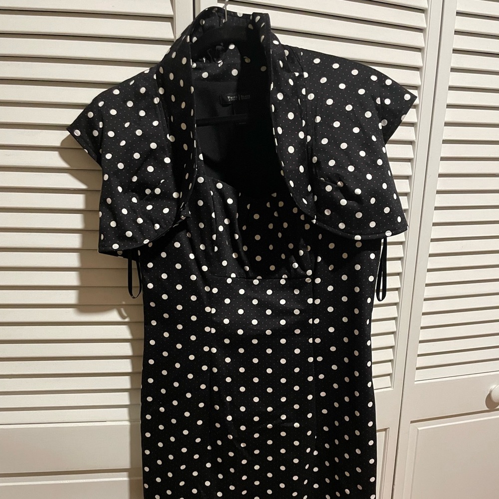Ann Taylor black and white polka dot dress with matching sleeve. Size 10.